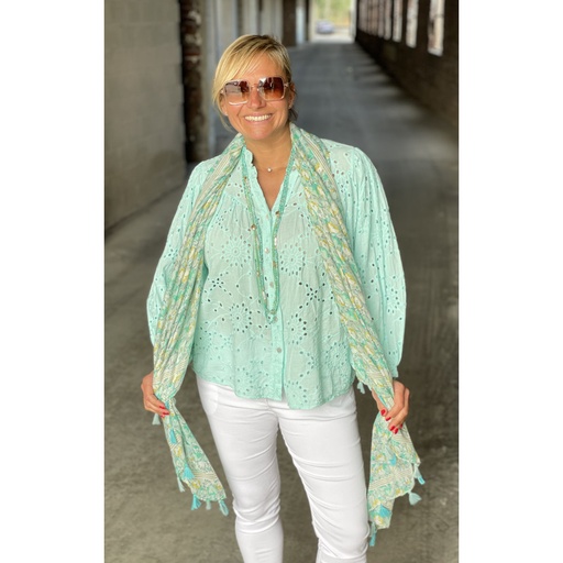 Foulard pivoines pompons AP